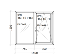 Окно Veka Softline_82 (семикамерный профиль) 1500 x 1500 мм с/п 4б+16+4б+16+4и
